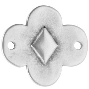 19x17 mm flower spacer with epoxy resin - Aged fine silver veneer - Black