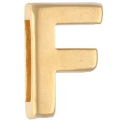 Pusher alphabet letter 15x10 mm - F - for lace 10 mm - Gold plated x1
