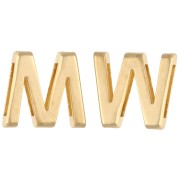 Pusher alphabet letter 15x17 mm - M or W - for 10 mm lace - Gilded with fine gold x1