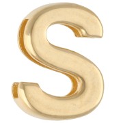 Pusher alphabet letter 15x11 mm - S - for lace 10 mm - Gold plated x1