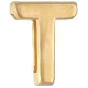 Pusher alphabet letter 15x12 mm - T - for lace 10 mm - Gold plated x1