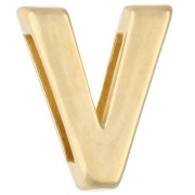 Pusher alphabet letter 15x13 mm - V - for lace 10 mm - Gold plated x1
