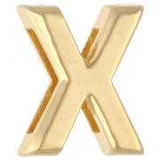 Pusher alphabet letter 15x13 mm - X - for lace 10 mm - Gold plated x1