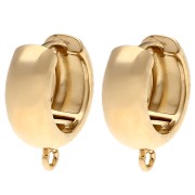 14 mm wide round creole earrings with open ring - Gold-plated x2