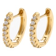 14 mm fine round hoop earrings with zirconium oxides - Gilded with fine gold x2
