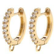 14 mm fine round hoop earrings with zirconium oxide and ring - Gilded with fine gold x2