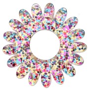 20 mm acrylic daisy flower pendant - Multicolored glitter x1