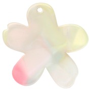 32x30 mm Acetate Flower Pendant - Marbled Coral - Yellow - Blue Pearl x1