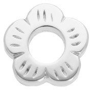 10.5 mm Flower-Shaped Rondelle Beads - Antique fine silver plated (set of 4)