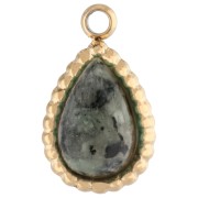Charm drop 10x6 mm gemstone - Stainless steel 304 Gilded - African Turquoise