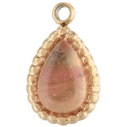 Charm drop 10x6 mm gemstone Stainless steel 304 Gilded - Imit Strawberry Quartz