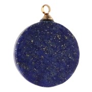 15 mm sunburst charm - 304 gold stainless steel - Lapis lazuli tinted x1