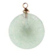 15 mm round sunburst charm - 304 gold stainless steel - Aventurine x1