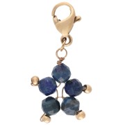 Charms star charm with clasp - 304 Stainless steel Gilded - Lapis lazuli x1