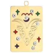 Rectangle pendant 27.5x18mm - zodiac sign Capricorn - 304 Gold stainless steel