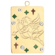 Rectangle pendant 27.5x18mm - zodiac sign Sagittarius - 304 stainless steel, gold-plated