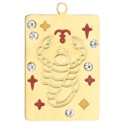 Rectangle pendant 27.5x18 mm - Scorpio zodiac sign - 304 stainless steel, gold-plated