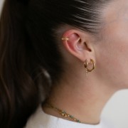 Ear cuff - Bague d'oreille large décor relief 12 mm Acier inoxydable 304 Doré x1