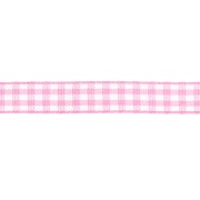 10 mm polyester gingham ribbon - Pink - White x1m