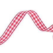 10 mm polyester gingham ribbon - Red - White x1m