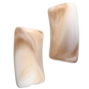 Curved tube beads 29x14 mm in opaque acrylic - Marbled Beige - Brown x10