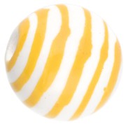 Round striped ceramic beads 12 mm - White - Yellow x4