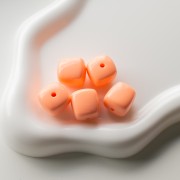 Beads irregular cubes 16x17 mm - second choice - Acrylic opaque - Salmon x10