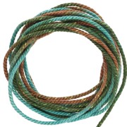 Braided and metallized polyester cord 1.6 mm - Tie and Dye - Green - Brown x2m