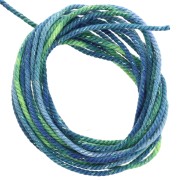 Braided and metallized polyester cord 1.6 mm - Tie and Dye - Green - Blue x2m