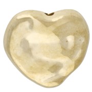 Heart beads irregular hammered 13.5x14 mm acrylic metallic CCB - Gold x10
