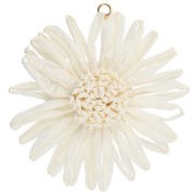 55 mm raffia flower pendants - Ivory x2