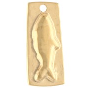 31x14 mm irregular rectangle pendant with fish motif - Gilded with fine gold x1