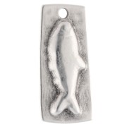 Pendant irregular rectangle 31x14 mm fish motif Fine silver plating - Blue x1