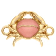 Crab spacer 19x13 mm with epoxy resin Gilded with fine gold - Salmon pearl x1