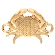 Crab spacer 19x13 mm with epoxy resin Gilded with fine gold - Salmon pearl x1