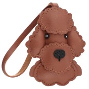 Poodle dog pendant 9x7 cm for bag jewelry - PU - Brown x1