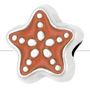 Starfish bead 9 mm with epoxy resin Antique silver veneer -Corail x1