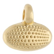 Mini oval charm, 8x9 mm, with epoxy resin - Fine gold plated - Green x1