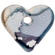21x23 mm Ceramic Heart Pendant - Blue Marble - White x1