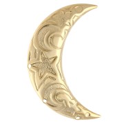 Half-moon brooch, 45.5 x 26.5 mm, astral pattern—with 3 holes—Fine gold plated x1