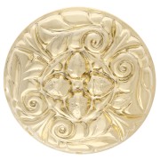 34 mm Round Brooch with Vintage Pattern - 3 Holes - Fine gold plated x1