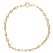 3.6 mm Coffee Bean Link Bracelet - 3-micron Gold-Plated x 17 cm