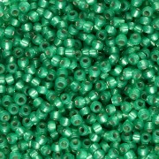 Miyuki 11/0 Seed Beads 646 - Dyed Dark Mint Green with Silver Lining, Alabaster x8g