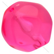 10 mm Irregular Round Faceted Beads, Clear Resin - Neon Pink x6
