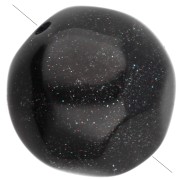 12 mm irregular round faceted opaque resin beads - Glittery black x4