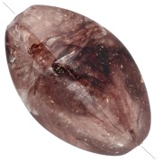 4-sided 27x17 mm crackle-effect olive bead in translucent resin - Brown - Beige
