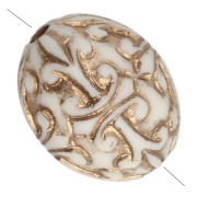 10x8 mm olive beads in opaque resin - Baroque decor - Ivory - Gold x4