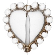 17.5 mm heart bead with mini clear resin balls - Crystal - Gold x1