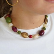 Flat irregular bead 22x17 mm in opaque resin - Burgundy x1