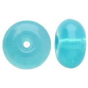 Rondelle beads 12x7 mm in translucent resin - Caribbean Blue x6